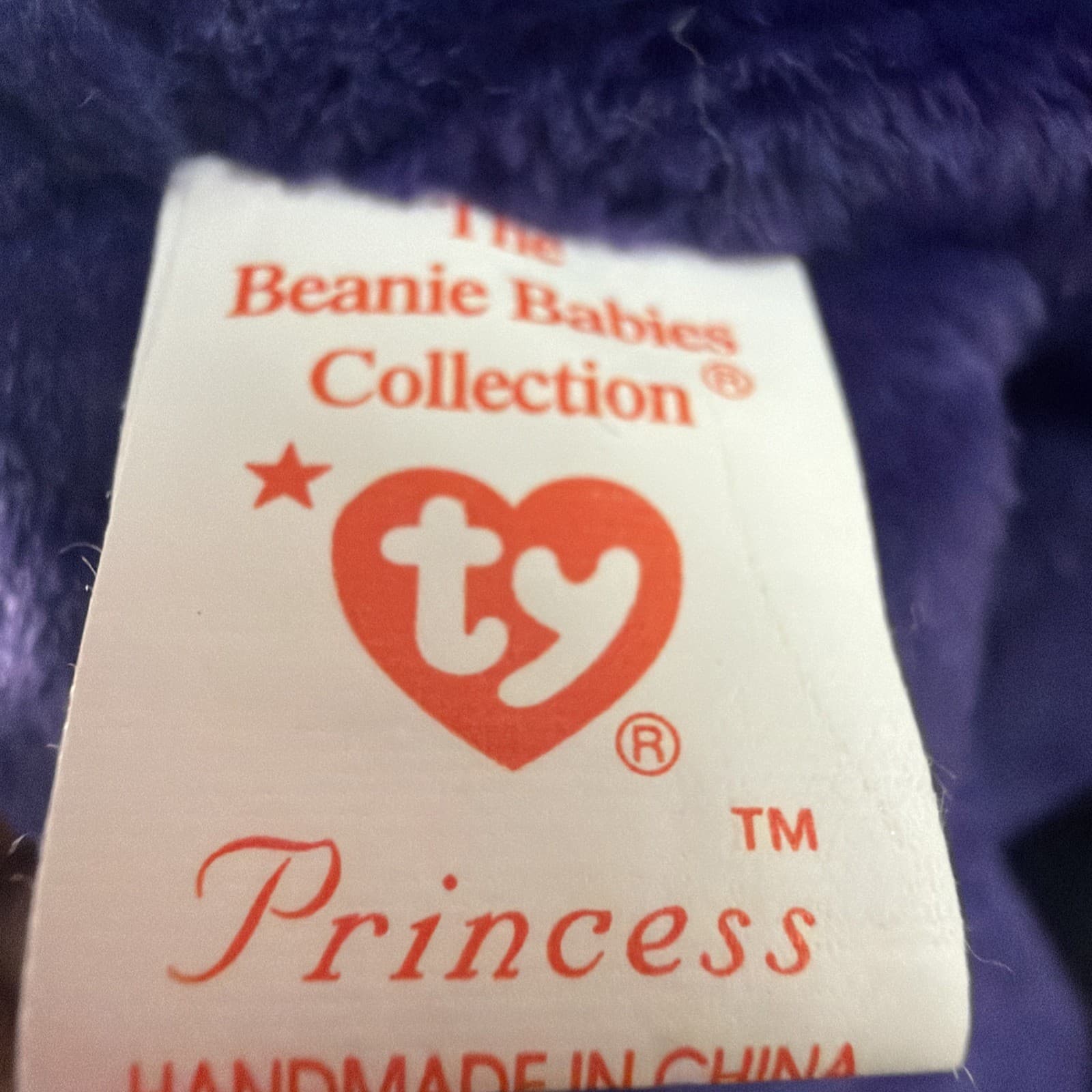 1997 Ty Original Beanie Baby Princess Diana Teddy Bear Retired Royal Purple - Thumbnail 3