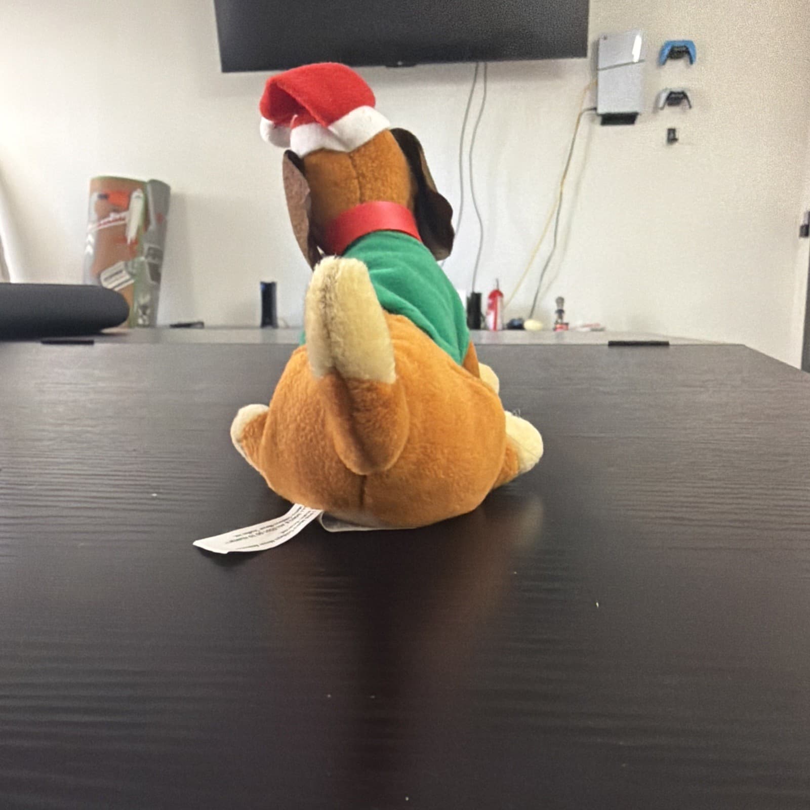1998 All Dogs Go to Heaven ITCHY Puppy Bean Plush in Santa Hat Christmas Toy - Thumbnail 3
