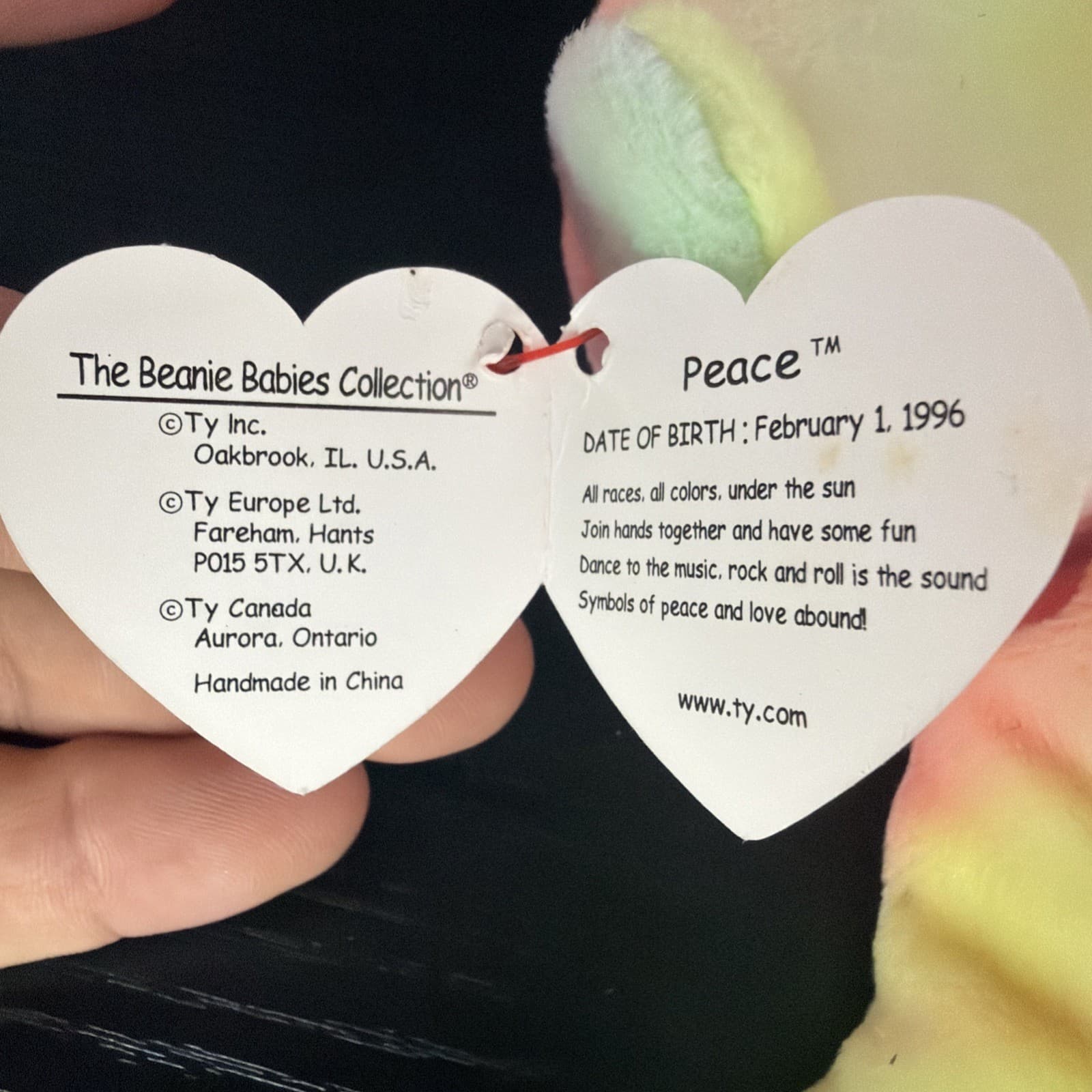 Ty Beanie Baby💜Peace INDONESIA-CANADIAN Tags 8.5 "NEW MWMT's - Thumbnail 3
