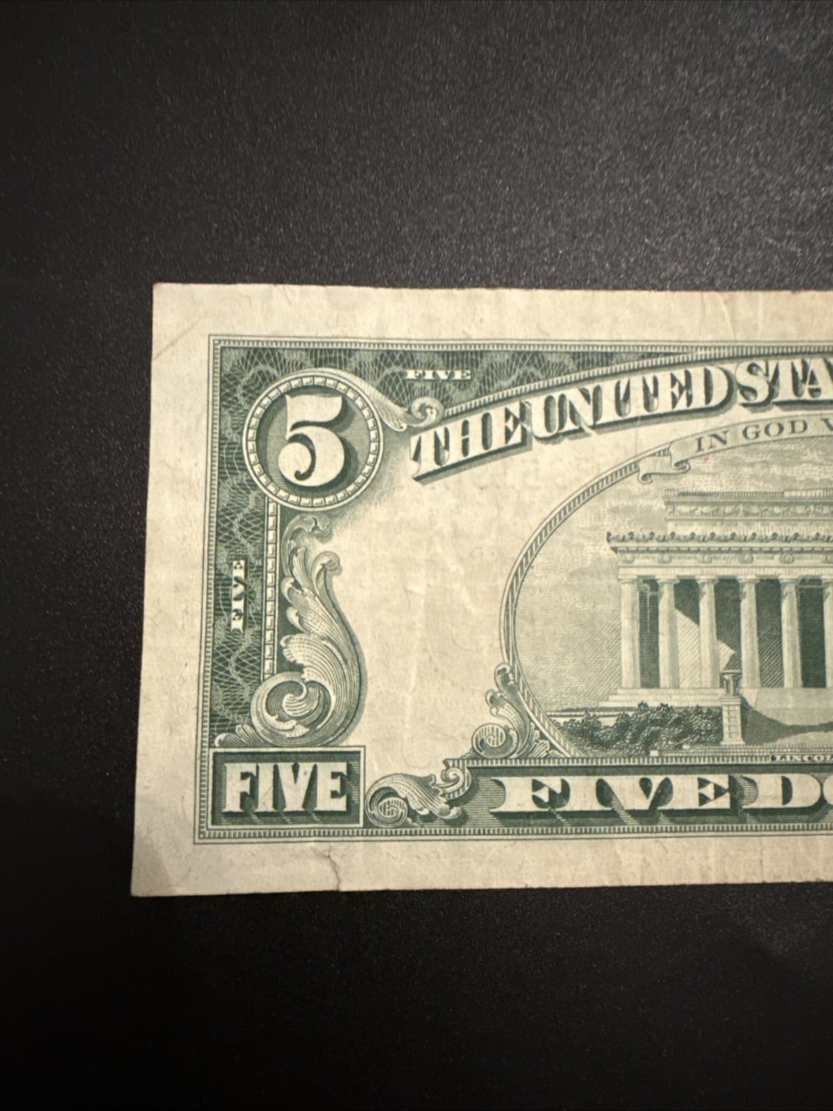 1963 $5 United States Note Red Seal Fr 1536 Legal Tender Granahan Dillon XF - Thumbnail 3