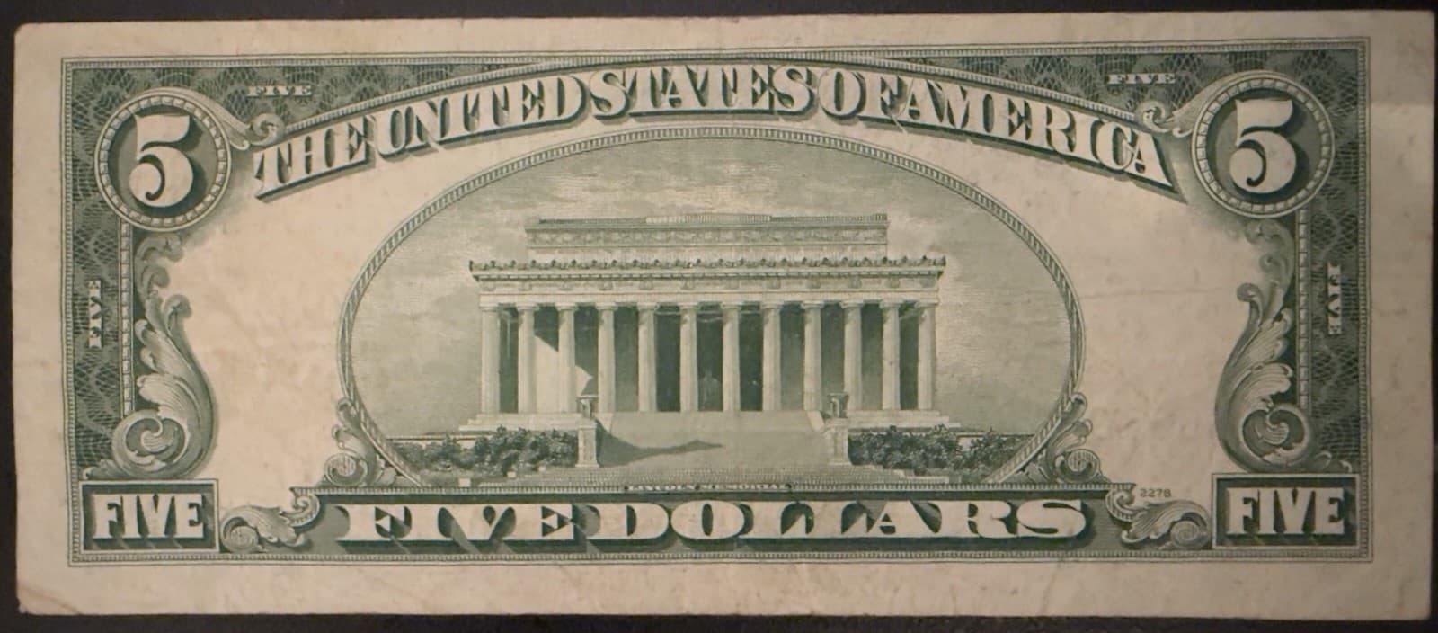 1953 $5 Silver Certificate Blue Seal Fr 1655 Priest Humphrey C-A Circulated - Thumbnail 2