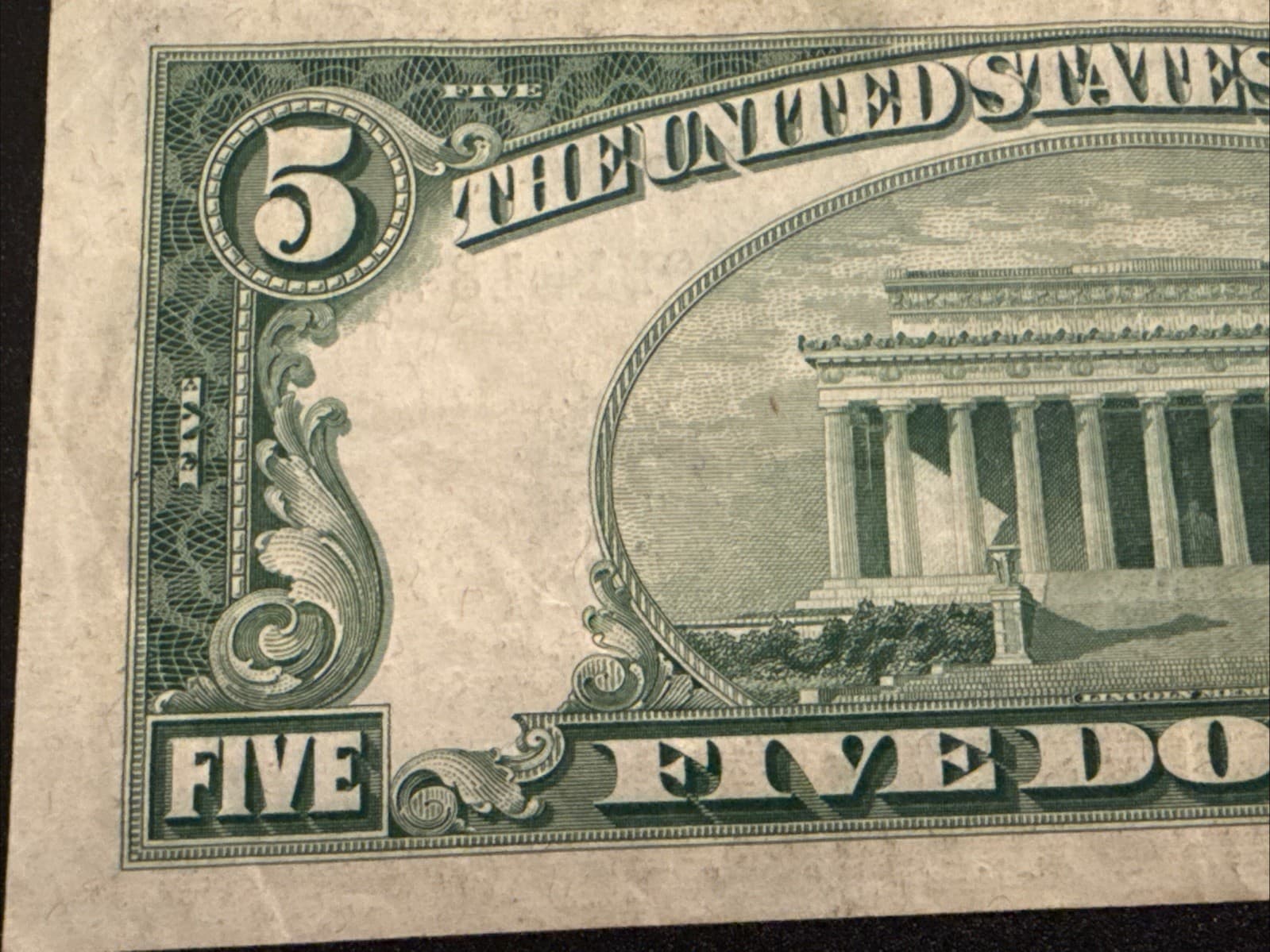 1953 $5 Silver Certificate Blue Seal Fr 1655 Fine VF20 Minor Misalignment - Thumbnail 7