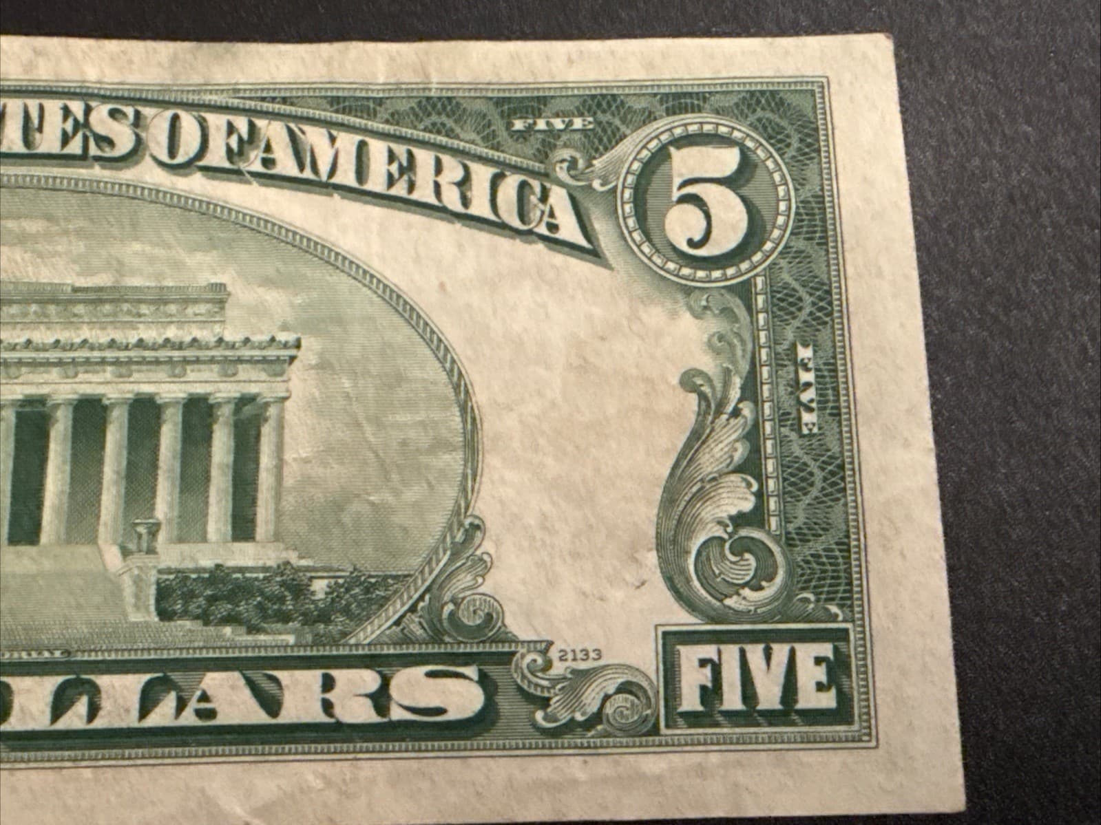 1953 $5 Silver Certificate Blue Seal Fr 1655 Fine VF20 Minor Misalignment - Thumbnail 8