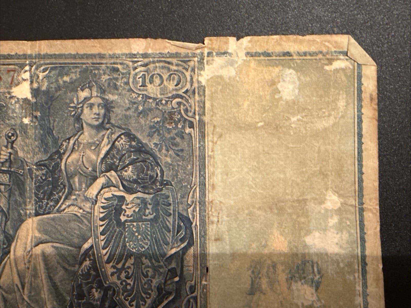 1910 Germany 100 Mark Reichsbanknote P-42 German Empire WWI Era Banknote Poor - Thumbnail 5