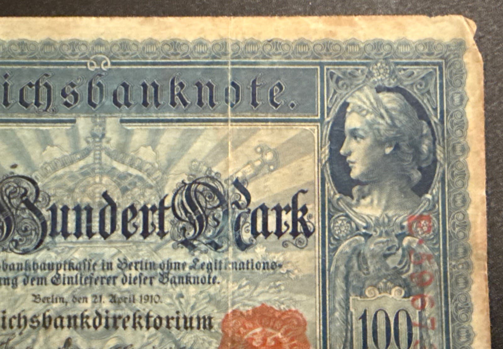 1910 Germany 100 Mark Reichsbanknote P-42 German Empire WWI Era Banknote Poor - Thumbnail 10