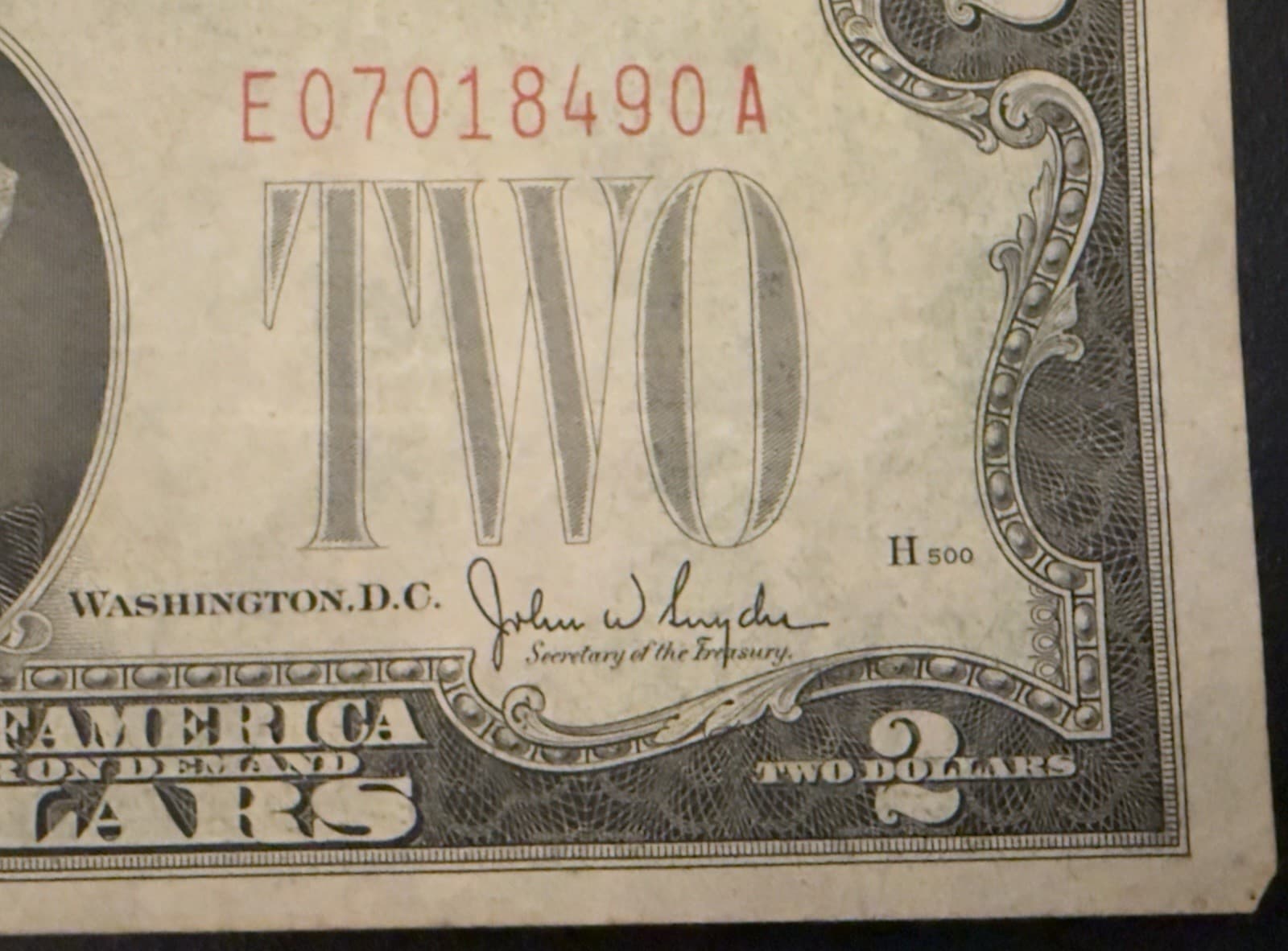 1928G $2 United States Note Red Seal Fr 1508 Clark Snyder Legal Tender - Thumbnail 4