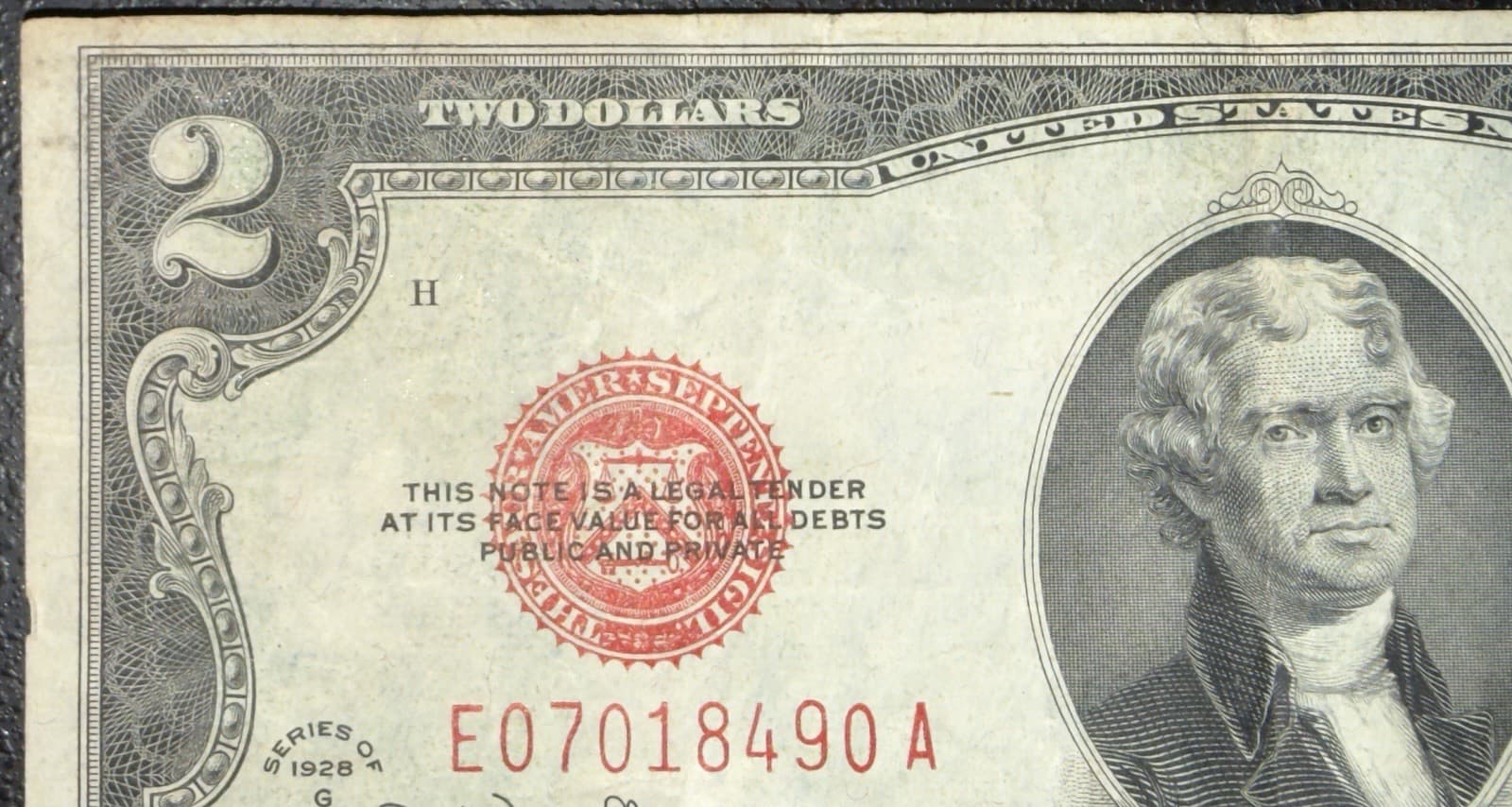 1928G $2 United States Note Red Seal Fr 1508 Clark Snyder Legal Tender - Thumbnail 6