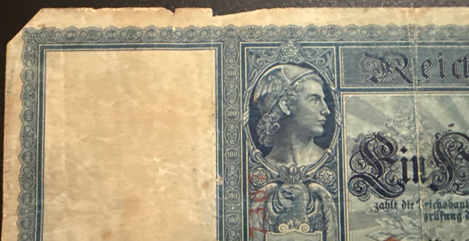 1910 Germany 100 Mark Reichsbanknote P-42 German Empire WWI Era Banknote Poor - Thumbnail 7