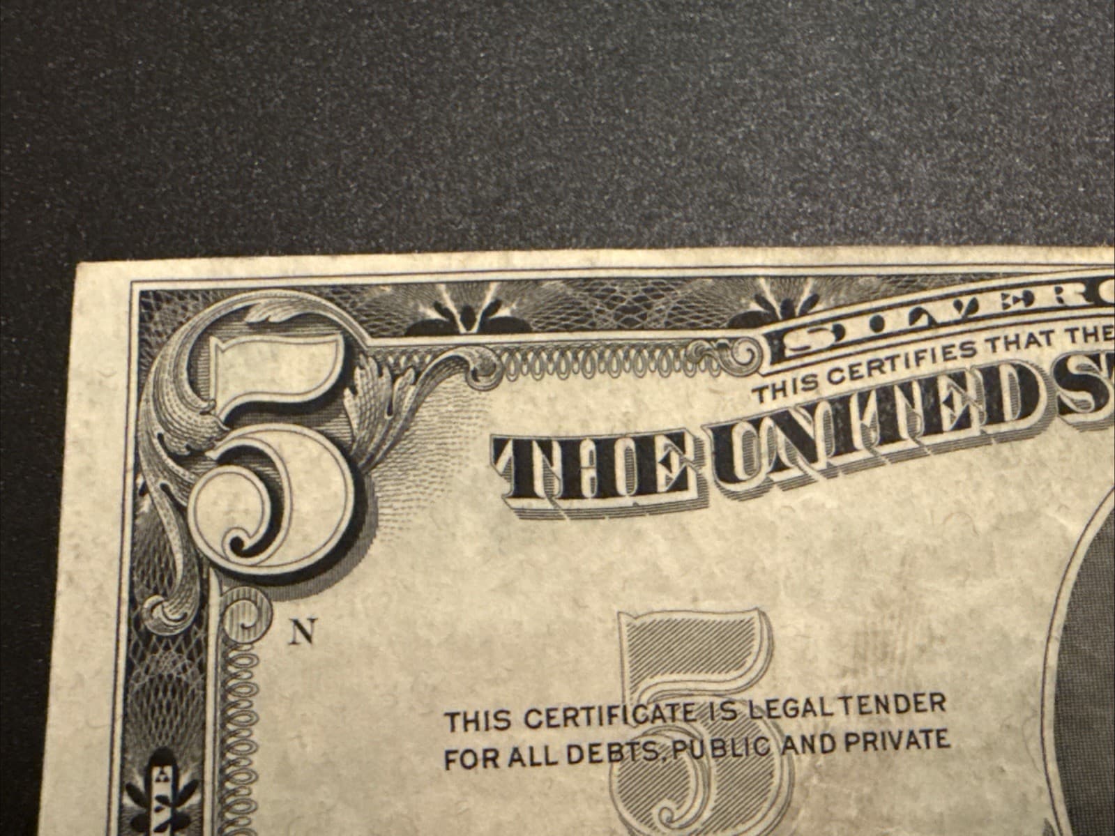 1953 $5 Silver Certificate Blue Seal Fr 1655 Fine VF20 Minor Misalignment - Thumbnail 3