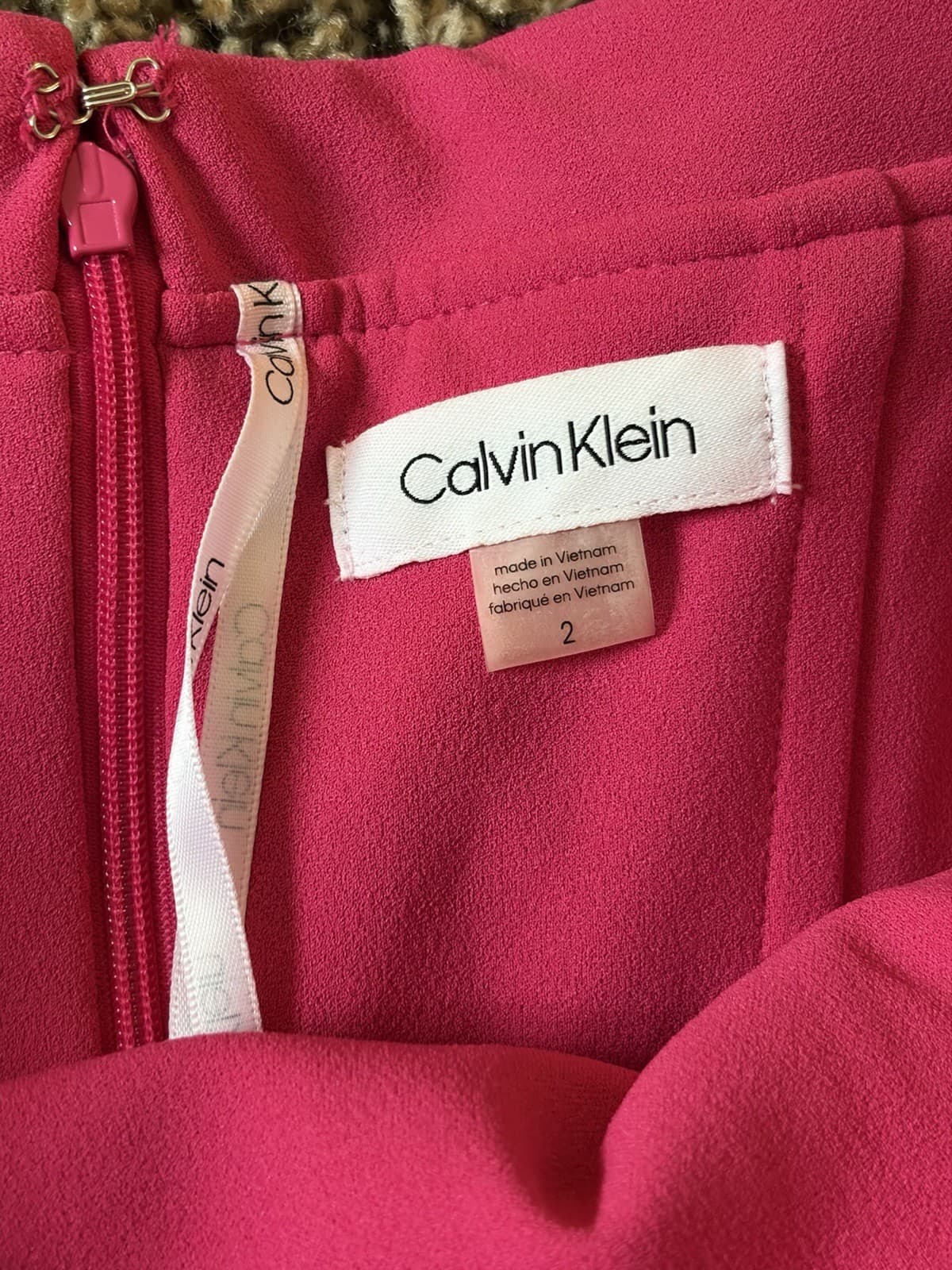 Calvin Klein Pink Off-Shoulder Sheath Dress Sleeveless Knee Length Size 2 - Thumbnail 5