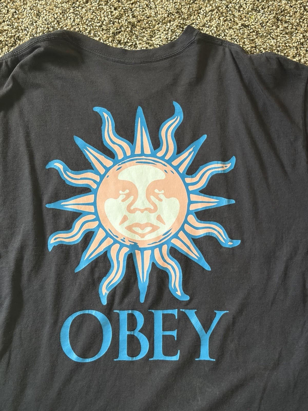 OBEY Quality Dissent Sun Logo Double-Sided Black XL Cotton Crewneck Tee - Thumbnail 6