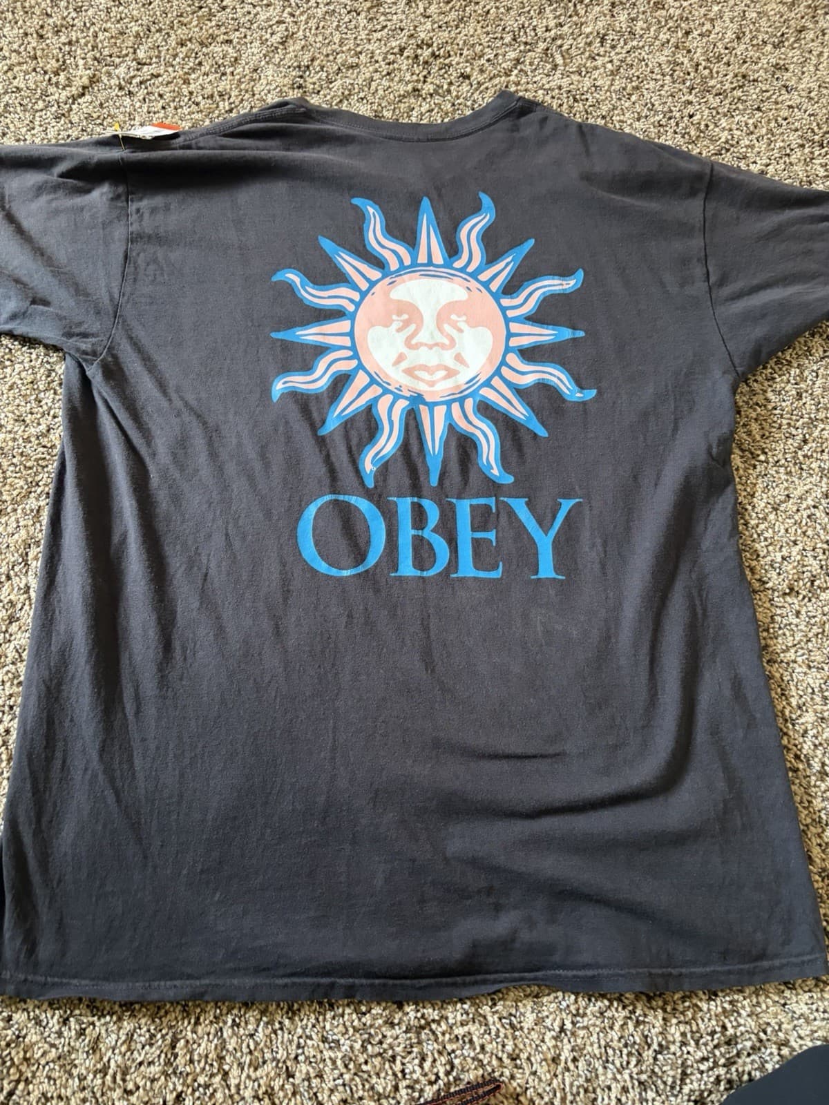 OBEY Quality Dissent Sun Logo Double-Sided Black XL Cotton Crewneck Tee - Thumbnail 3