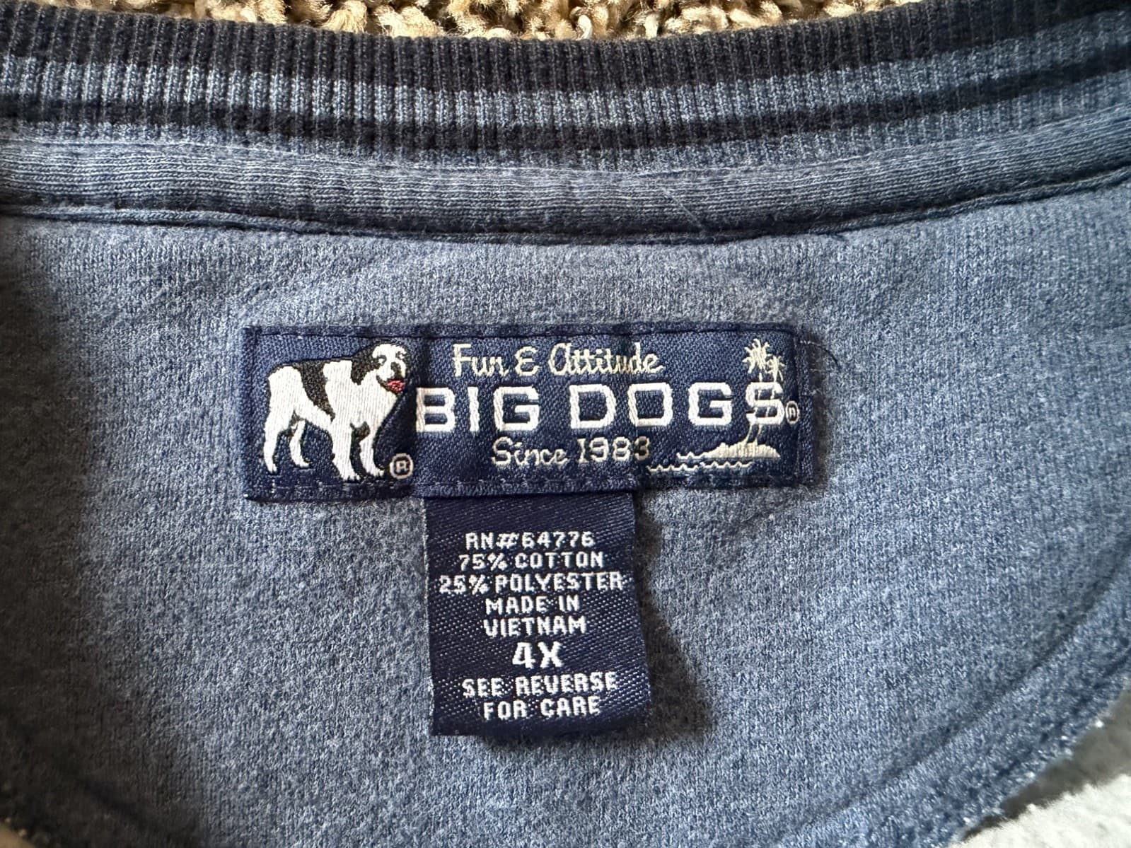 Vintage 90s Big Dogs Fleece Sweatshirt Size 4XL Grey Blue Rare Colorful - Thumbnail 3