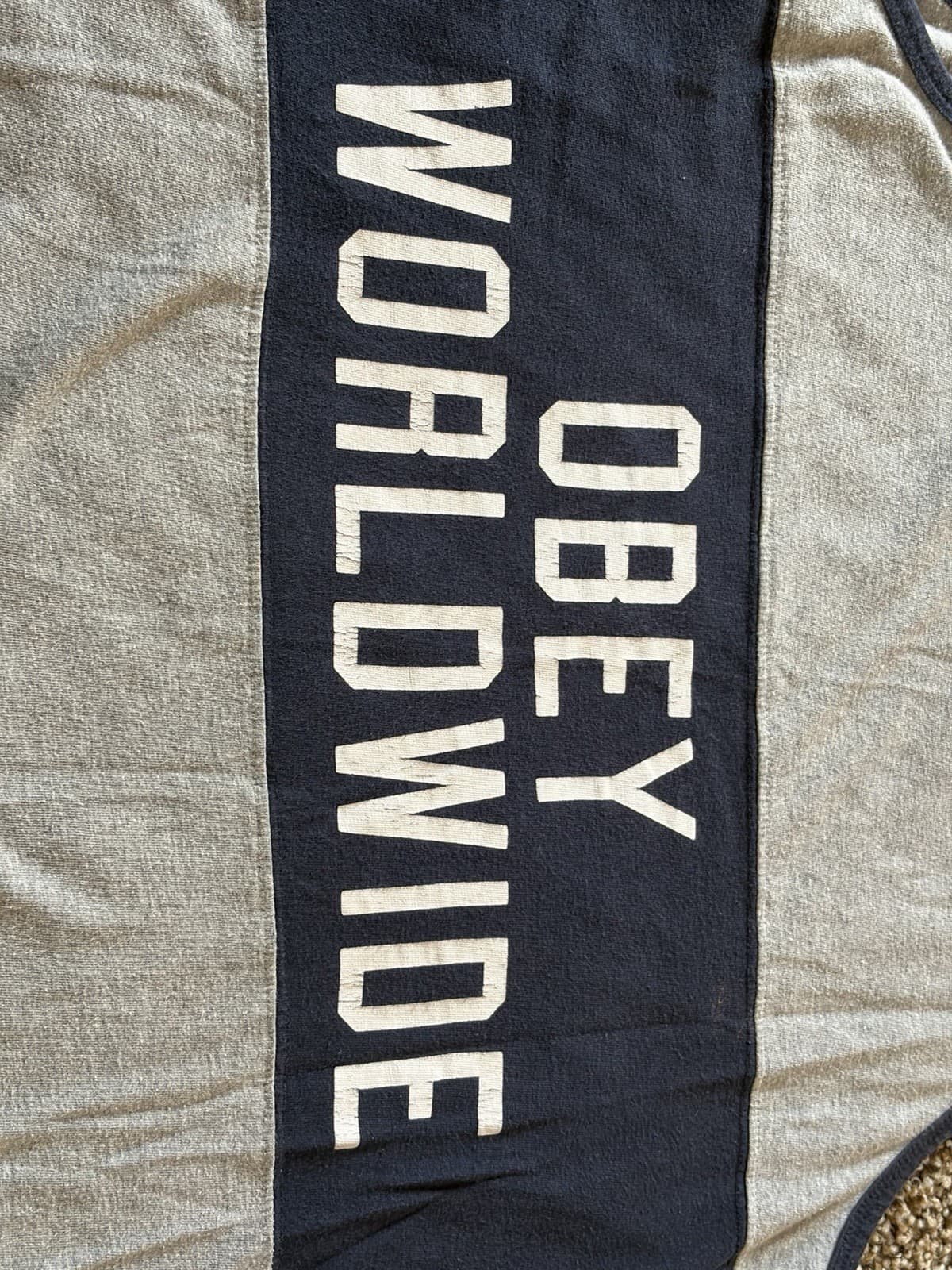 OBEY Colorblock Gray/Blue Logo Tank Top Men's Round Neck Sleeveless Size L - Thumbnail 3