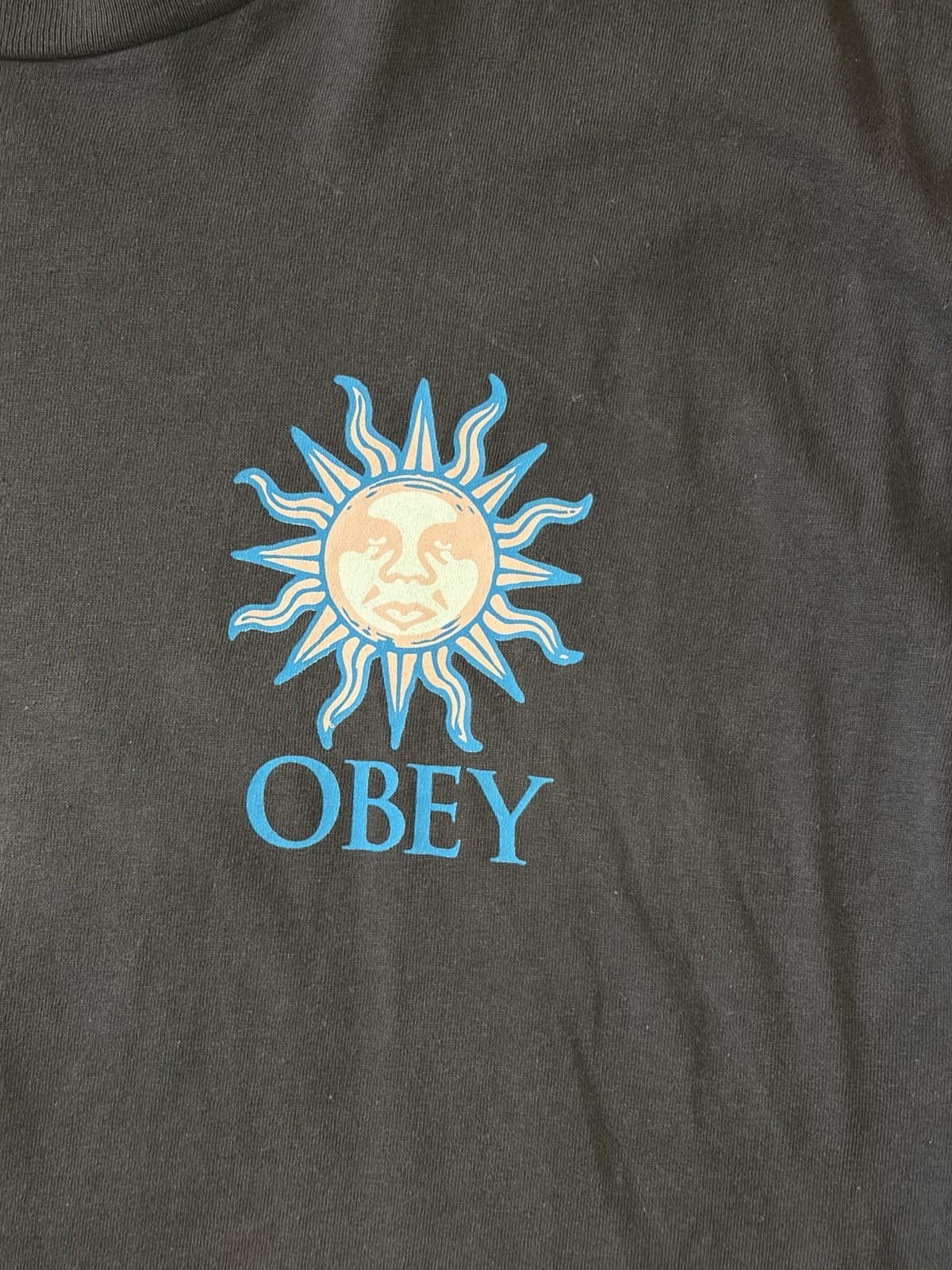 OBEY Quality Dissent Sun Logo Double-Sided Black XL Cotton Crewneck Tee - Thumbnail 2
