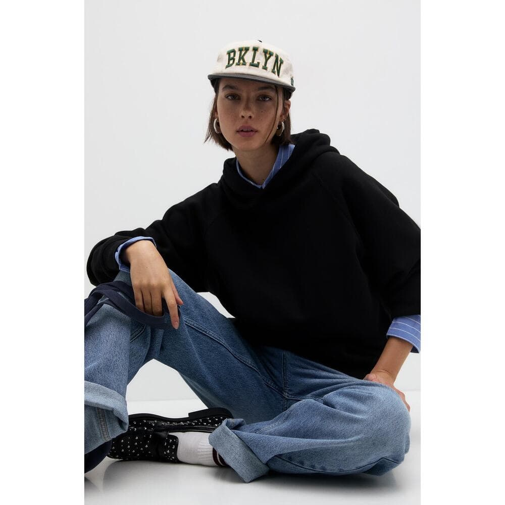PULL&BEAR Basic Womens Oversized Hooded Sweatshirt Without Sting - X - Thumbnail 6