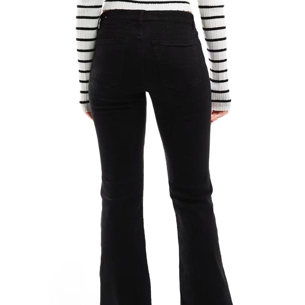 Bershka High Waisted Flared Jeans - Black - Size 2 - Thumbnail 3