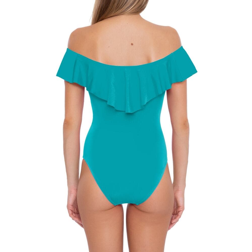 Trina Turk Monaco Off the Shoulder Ruffle One-Piece Swimsuit - Size 8 - Thumbnail 2