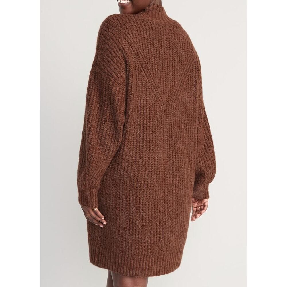 Old Navy Womens Long-Sleeve Relaxed Mock-Neck Mini Sweater Shift Dress - Thumbnail 3