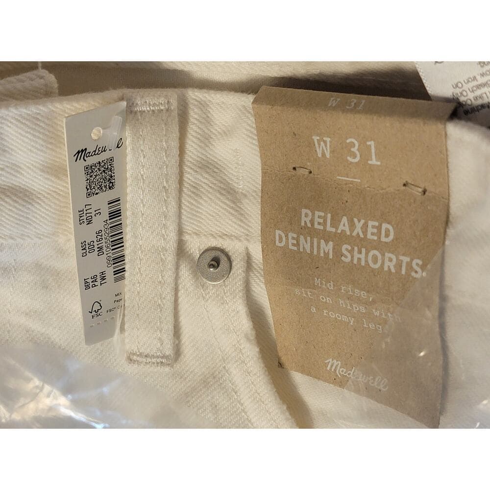 Madewell Relaxed Denim Shorts in Tile White - ND717 - W 31 - Thumbnail 5