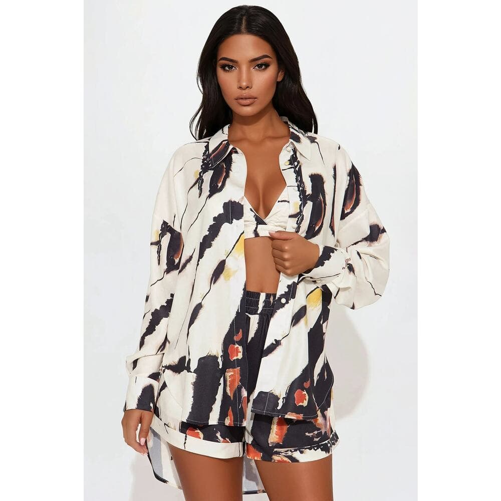 Fashion Nova - The Miranda 3 Piece Short Set - Taupe/combo - XSXS - Thumbnail 2
