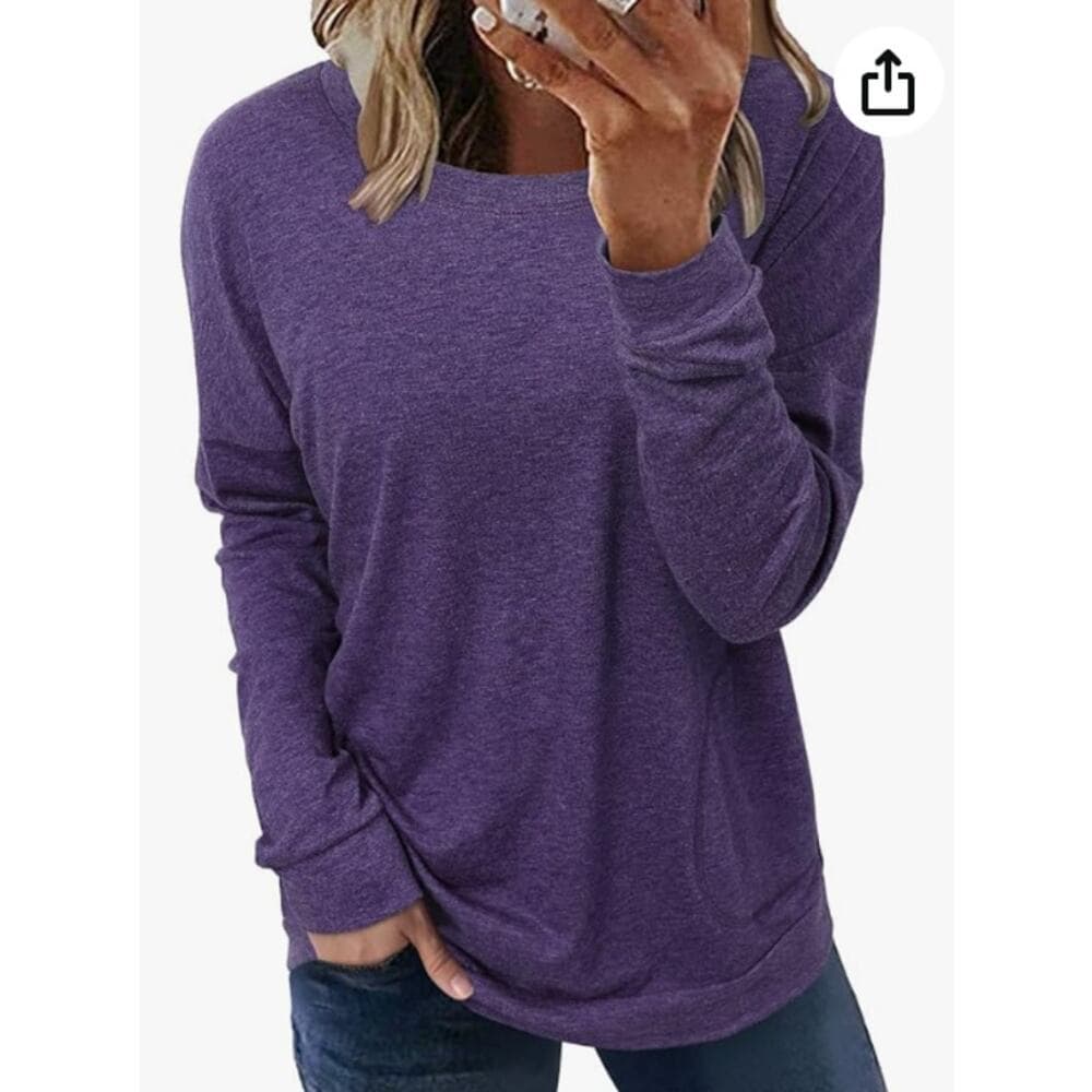 onlypuff Women's Pocket Shirt Tunic Tops Sweatshirts - Thumbnail 2