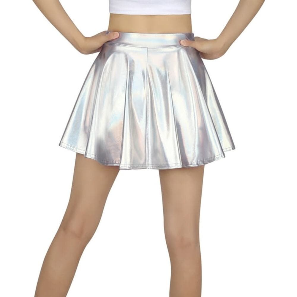 HDE Girl's Metallic Skater Skort Dance Athletic Shiny Holographic Scooter Skirt - Thumbnail 2
