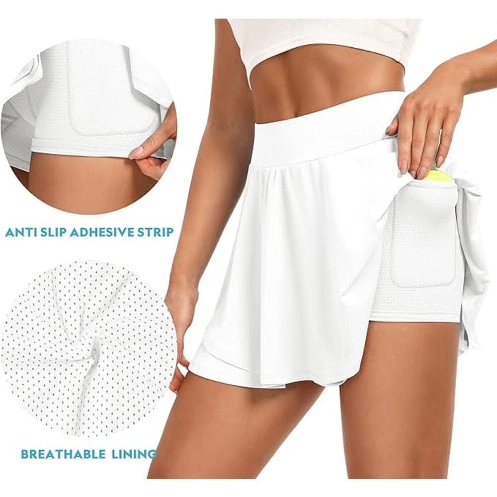 IUGA Tennis Skirt with Pockets & Shorts Athletic High Waisted skirt Skort - Thumbnail 4