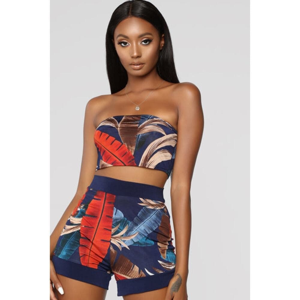 Fashion Nova - Vacation Forever 3 Piece Set - Navy/Combo - SMALL - Thumbnail 4