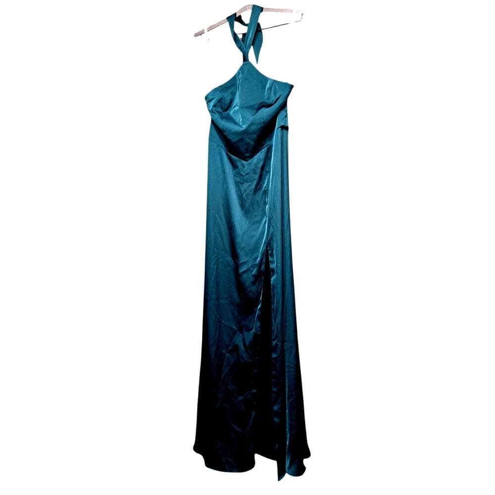 Azazie - Elliana Stretch Pine Sheath Side Slit Stretch Satin Dress -A8 A8 - Thumbnail 7