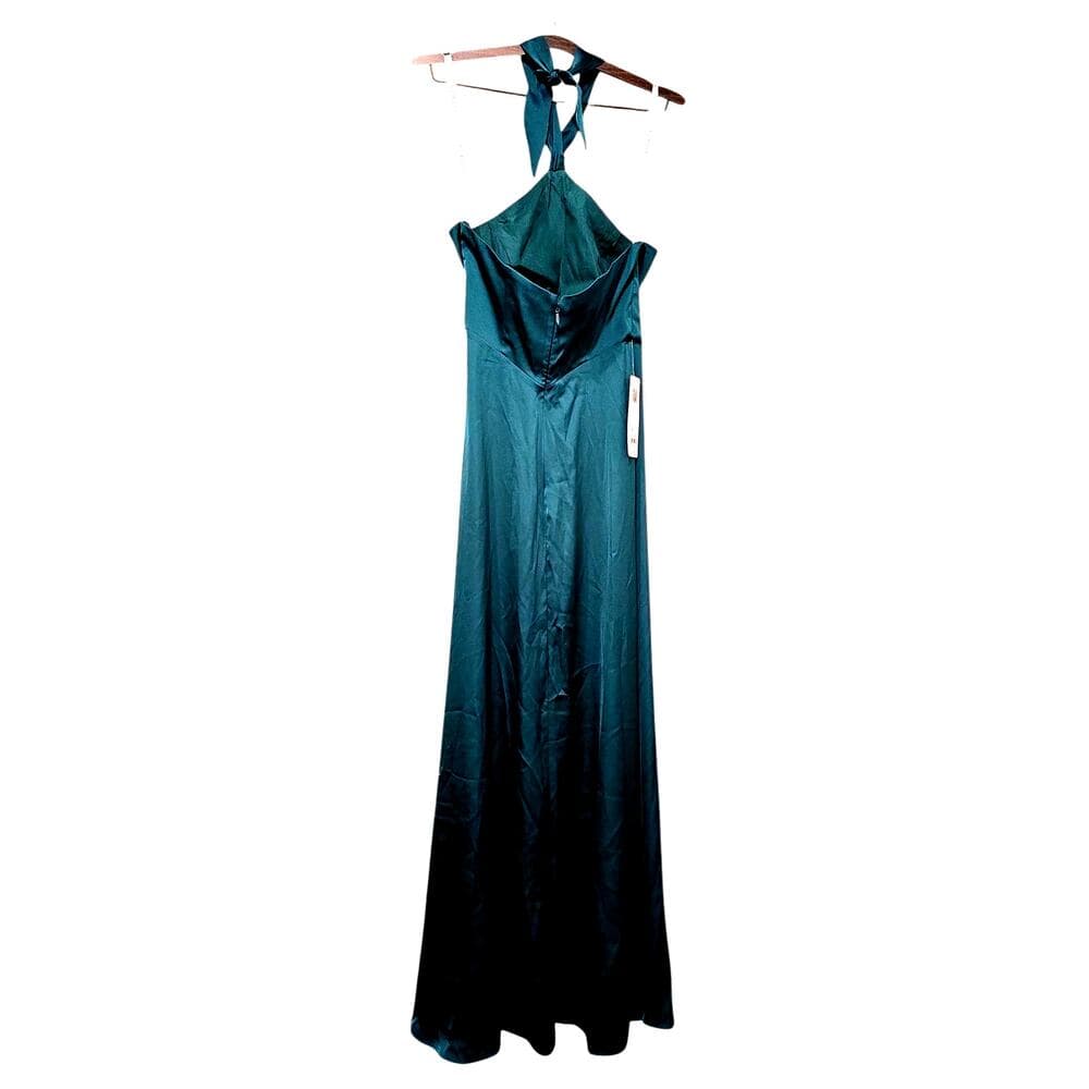Azazie - Elliana Stretch Pine Sheath Side Slit Stretch Satin Dress -A8 A8 - Thumbnail 8