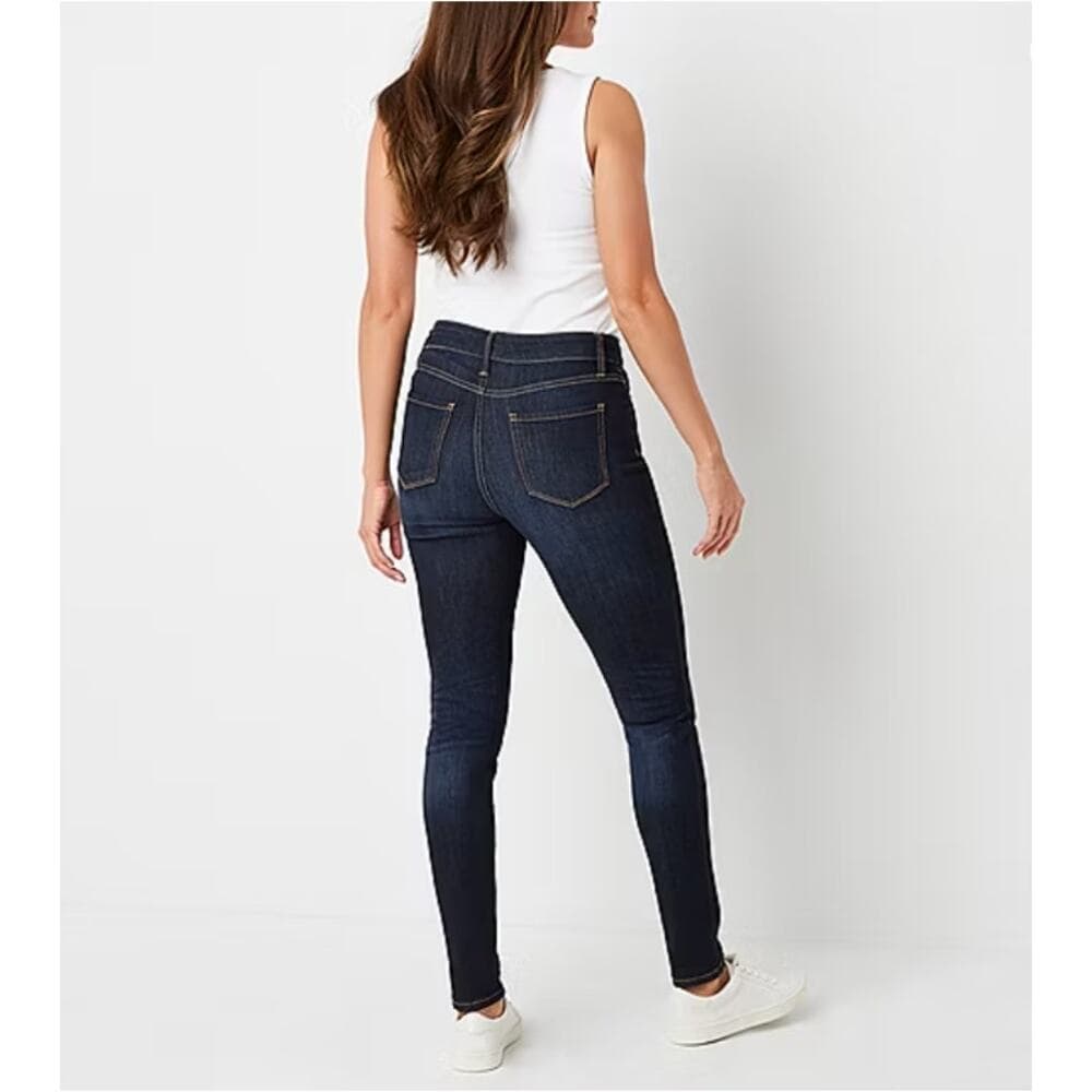 St. John's Bay - Tall Secretly Slender Stretch Fabric Mid Rise Skinny Fit Jeans - Thumbnail 4