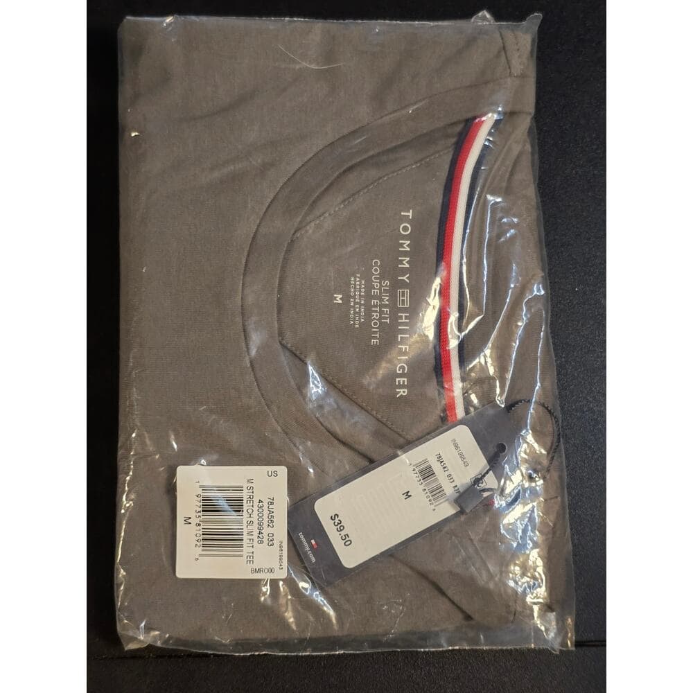 Tommy Hilfiger - Slim Fit T-Shirt - Medium - Shady Stone - NWT & PACKAGING - Thumbnail 7