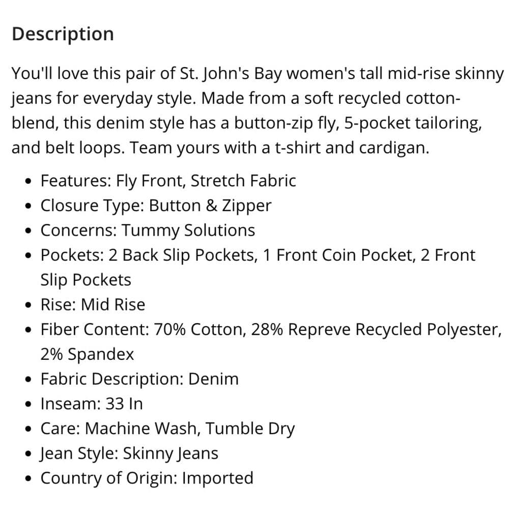 St. John's Bay - Tall Secretly Slender Stretch Fabric Mid Rise Skinny Fit Jeans - Thumbnail 5