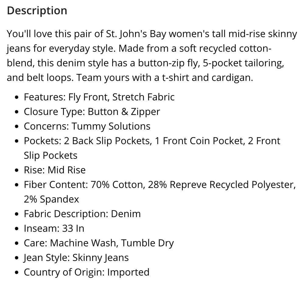 St. John's Bay - Tall Secretly Slender Stretch Fabric Mid Rise Skinny Fit Jeans - new-with-tags - St. John's Bay - Thumbnail 5