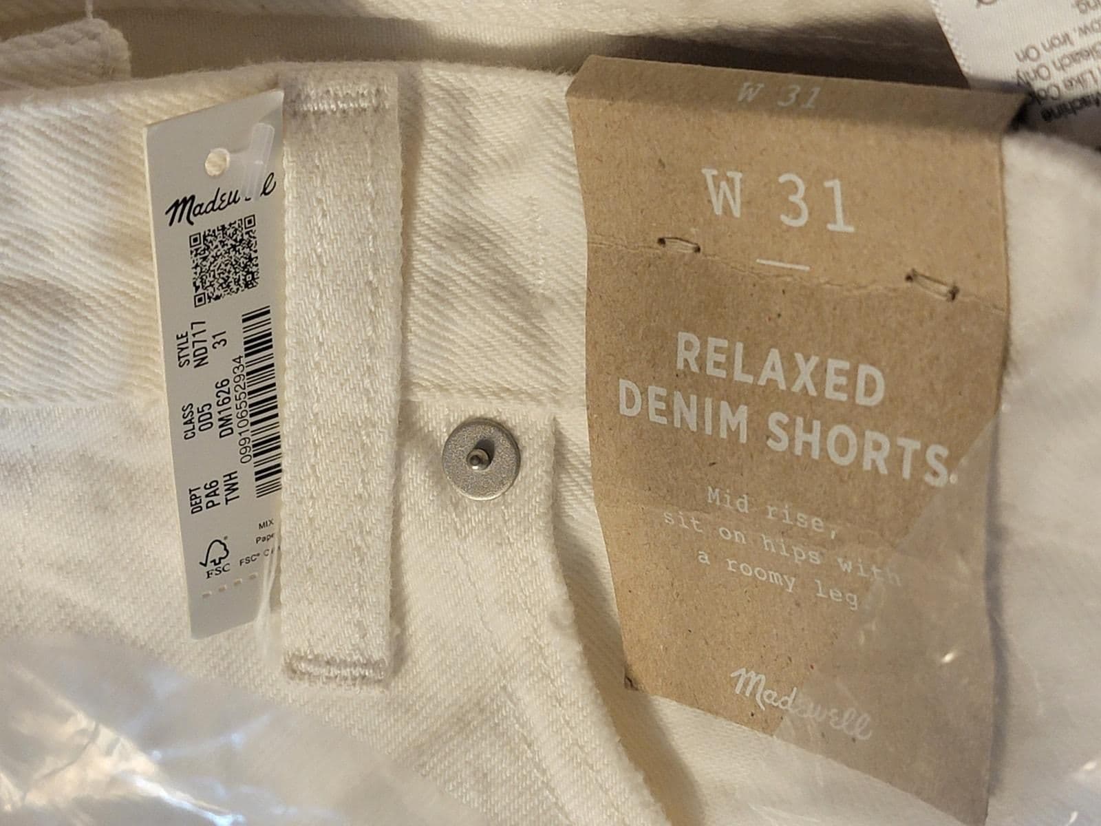 Madewell Relaxed Denim Shorts in Tile White - ND717 - W 31 - 31W - Bottoms - new-with-tags - Madewell - Thumbnail 5