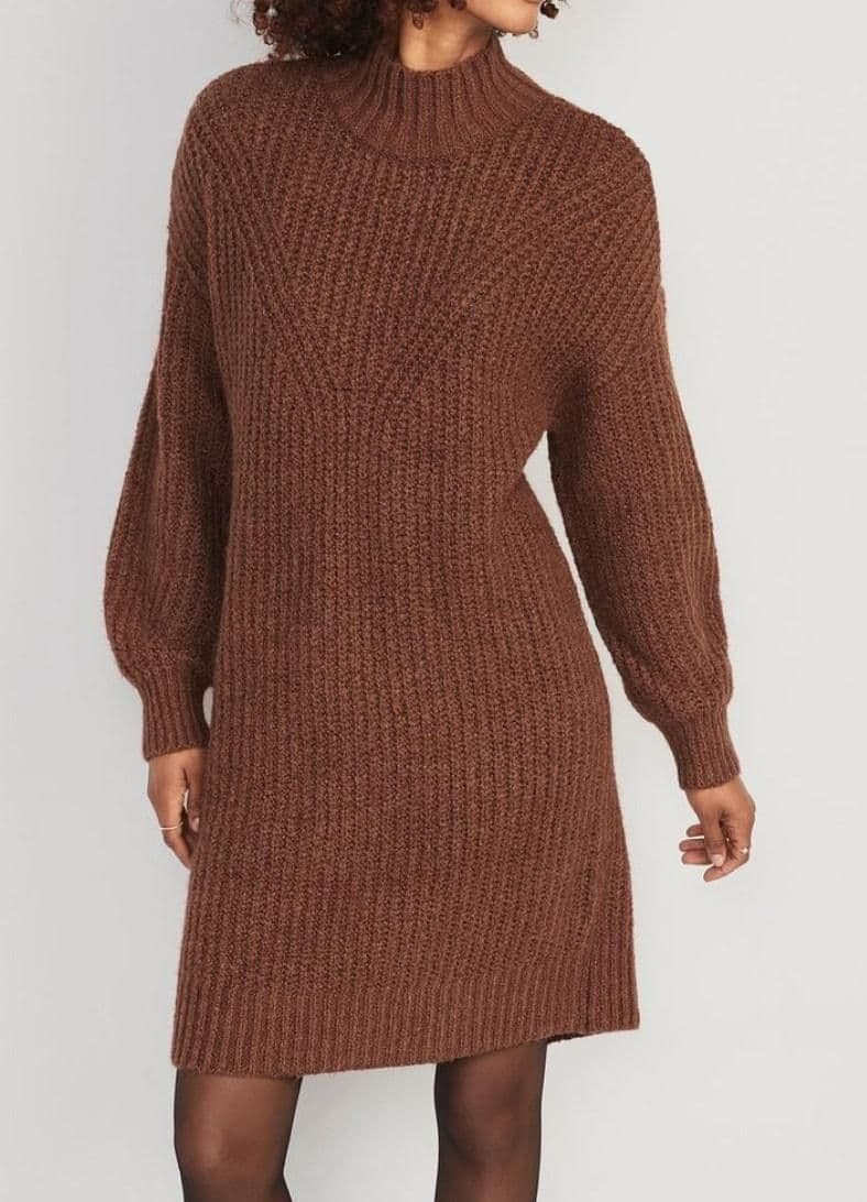 Old Navy Womens Long-Sleeve Relaxed Mock-Neck Mini Sweater Shift Dress - Sweaters - Med - new-with-tags - Old Navy - Thumbnail 2
