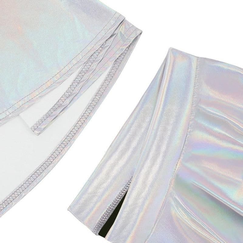 HDE Girl's Metallic Skater Skort Dance Athletic Shiny Holographic Scooter Skirt - 6/7 YEAR - Bottoms - new-with-tags - HDE - Thumbnail 4