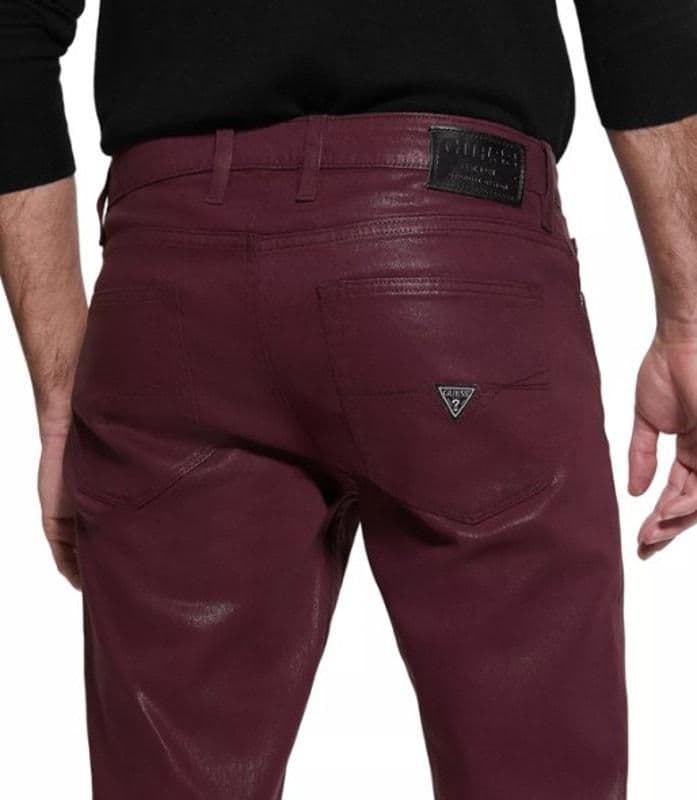 GUESS Men's Slim Tapered-Fit Regal Plum Coated Jeans - 38x32 - NWT - 38X32 - Bottoms - new-with-tags - GUESS - Thumbnail 4