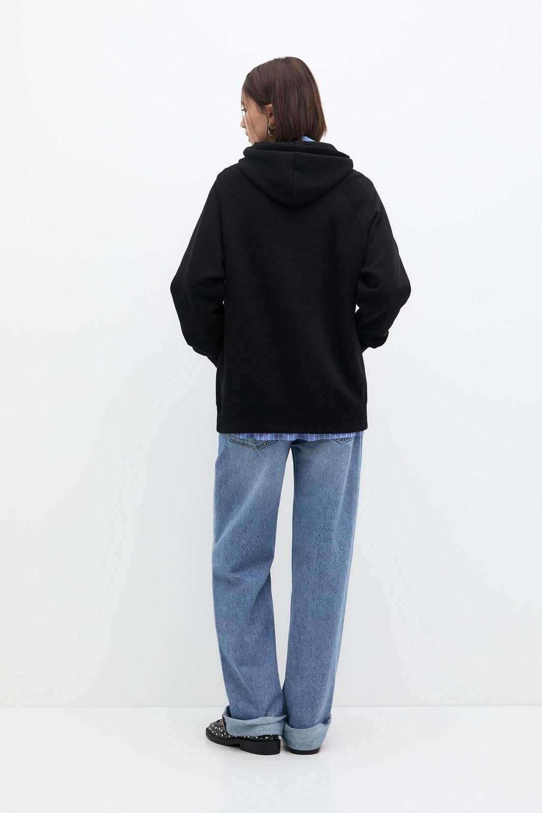 PULL&BEAR Basic Womens Oversized Hooded Sweatshirt Without Sting - X - new-with-tags - Pull&Bear - Thumbnail 4