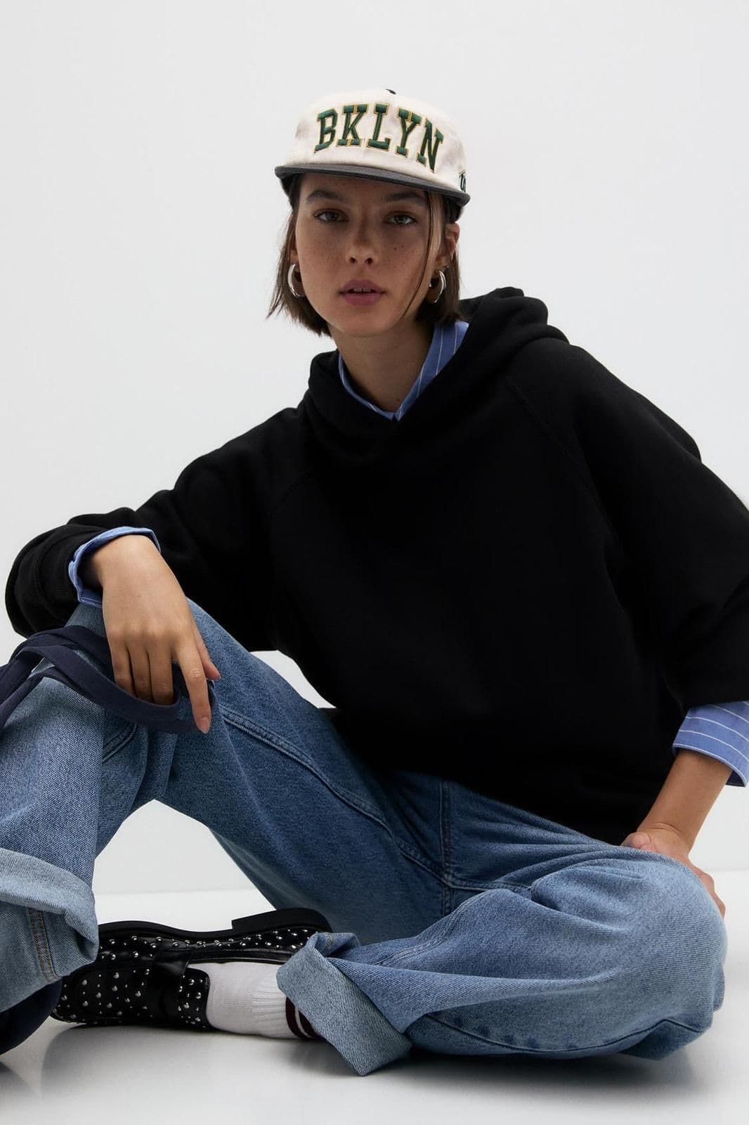 PULL&BEAR Basic Womens Oversized Hooded Sweatshirt Without Sting - X - new-with-tags - Pull&Bear - Thumbnail 6