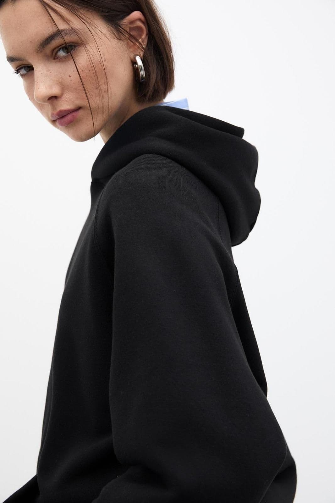 PULL&BEAR Basic Womens Oversized Hooded Sweatshirt Without Sting - X - new-with-tags - Pull&Bear - Thumbnail 5