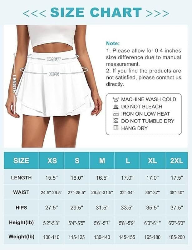 IUGA Tennis Skirt with Pockets & Shorts Athletic High Waisted skirt Skort - XS - Activewear - new-with-tags - iuga - Thumbnail 6