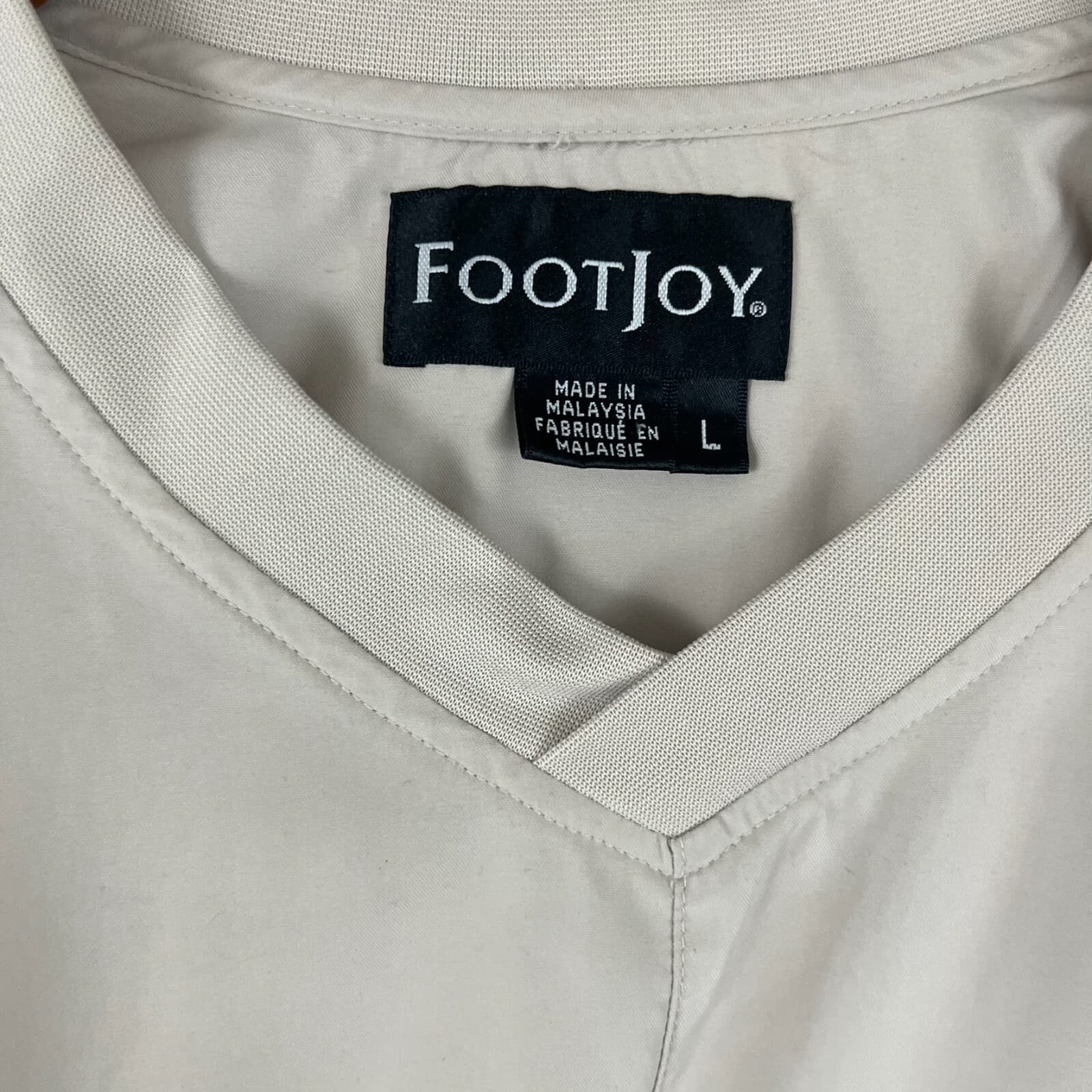 Footjoy Golf Jacket Mens Large Tan Windbreaker Adult Long Sleeve Pullover V Neck - Thumbnail 2