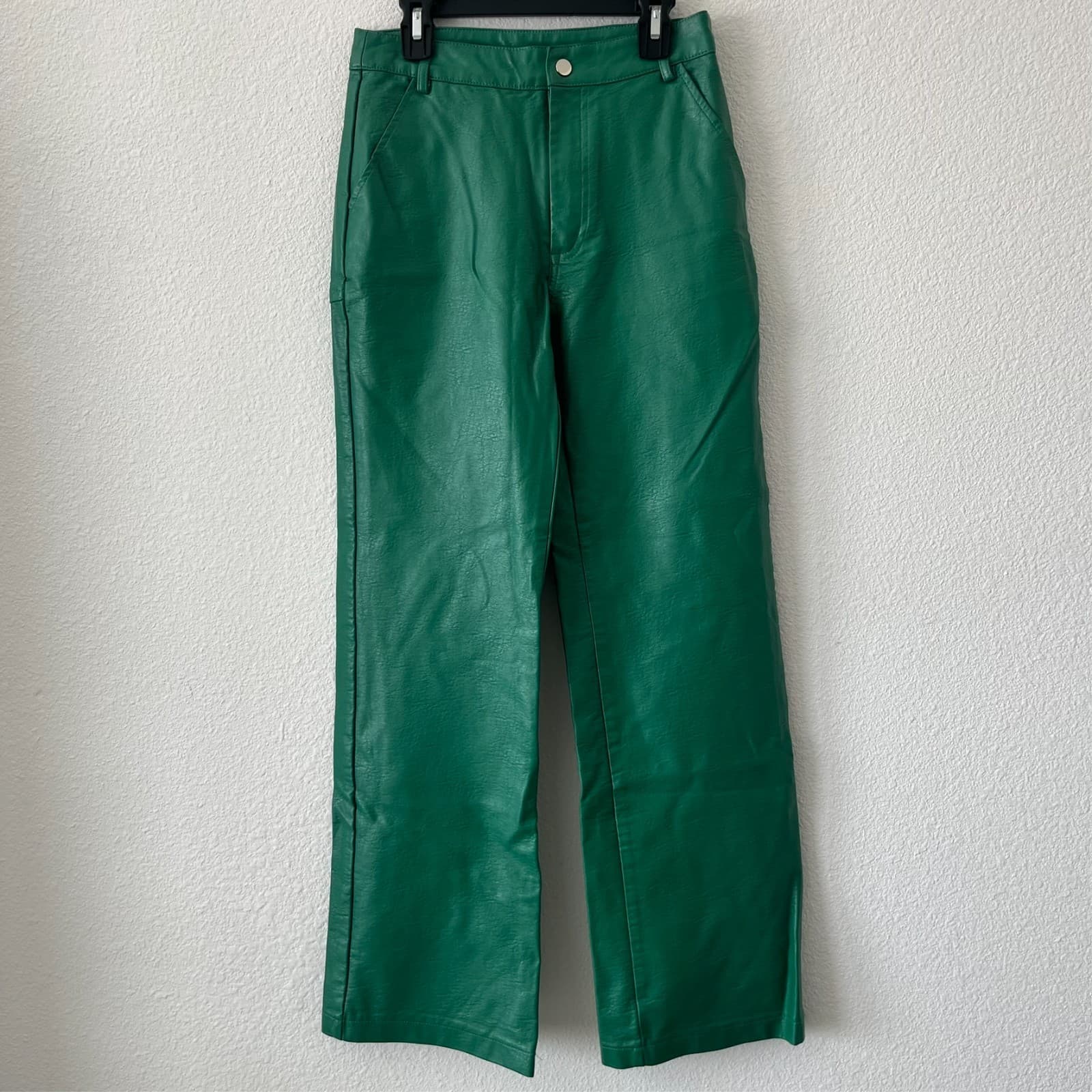 Princess Polly Ashlea Green Pants Womens Size 2 PU Vegan Leather Flare Bareback - Thumbnail 5