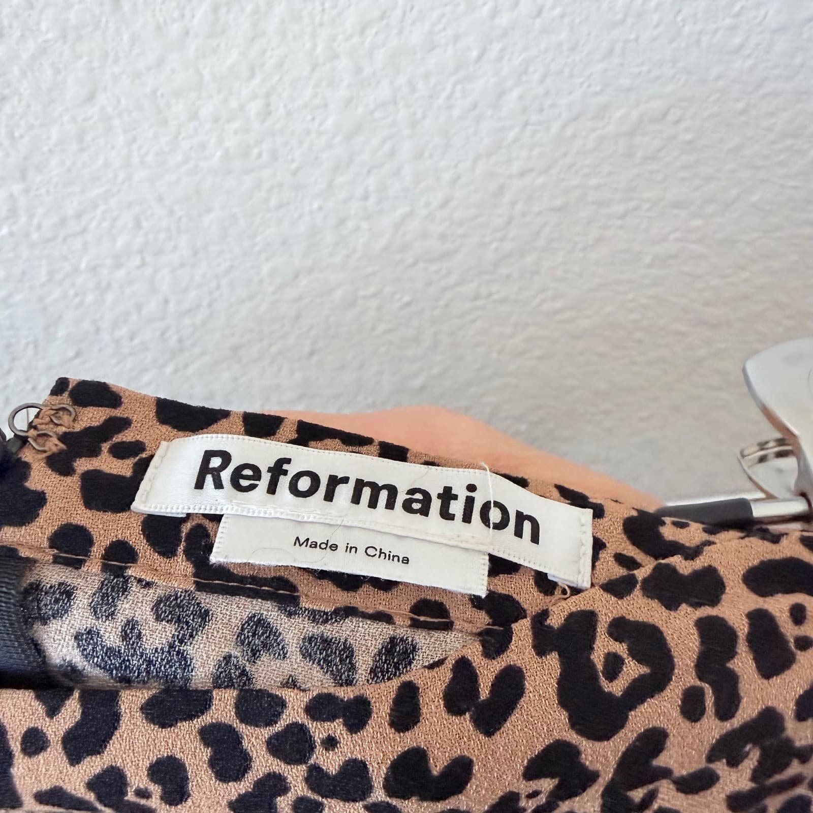 Reformation Leopard Print Midi Slip Skirt Tan Black Viscose Blend Size 2 - Thumbnail 5