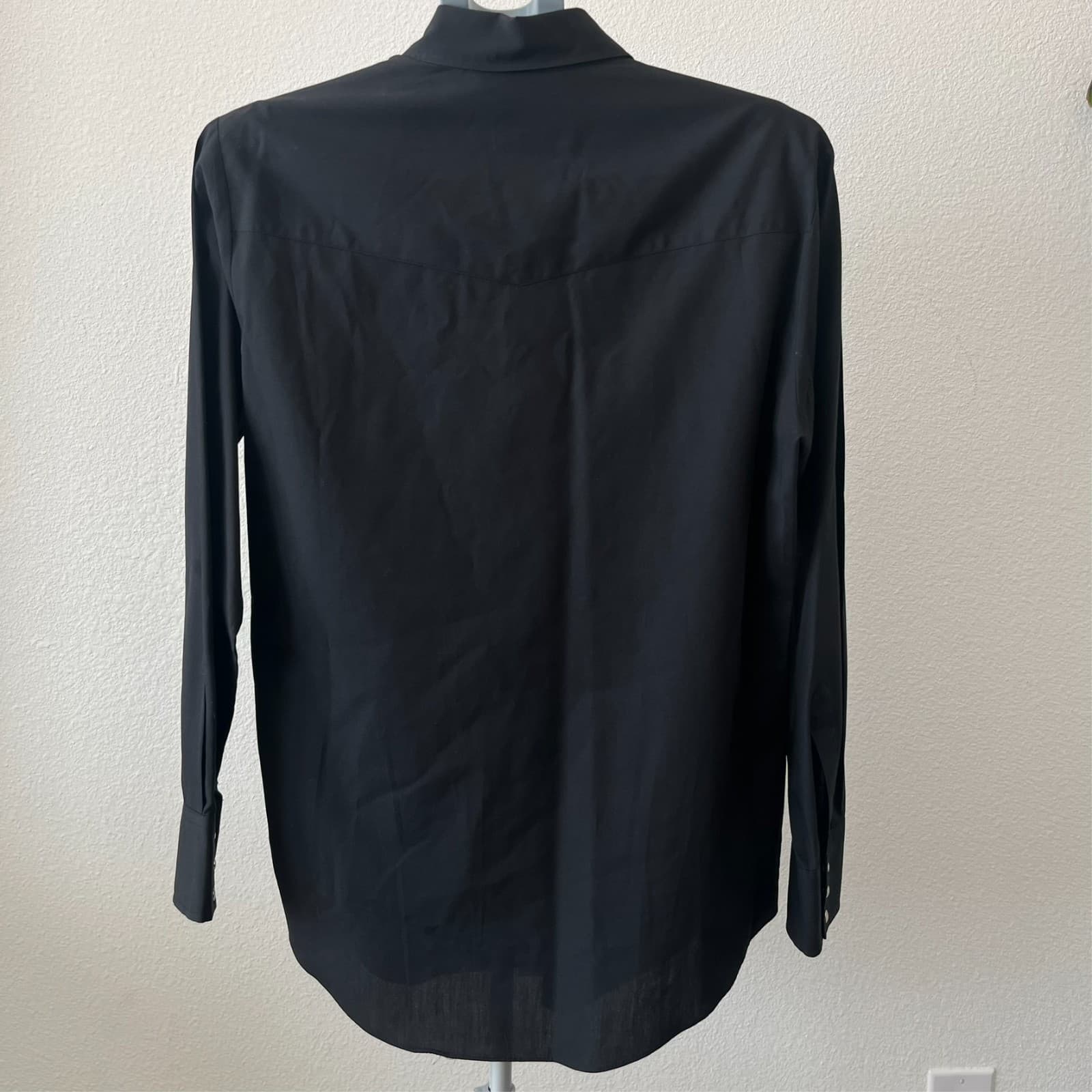 Vintage BJ-R Western Wear Black MED Embroidered Pearl Snap Gaucho Western Shirt - Thumbnail 4