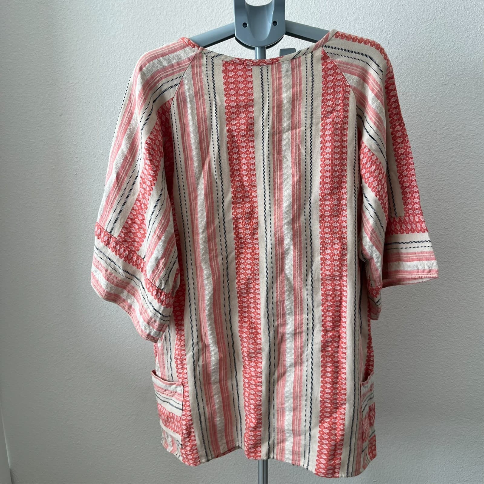Stark X Womens SM Shift Dress Tunic Orange Striped Costal Resort Beach Cover Up - Thumbnail 2