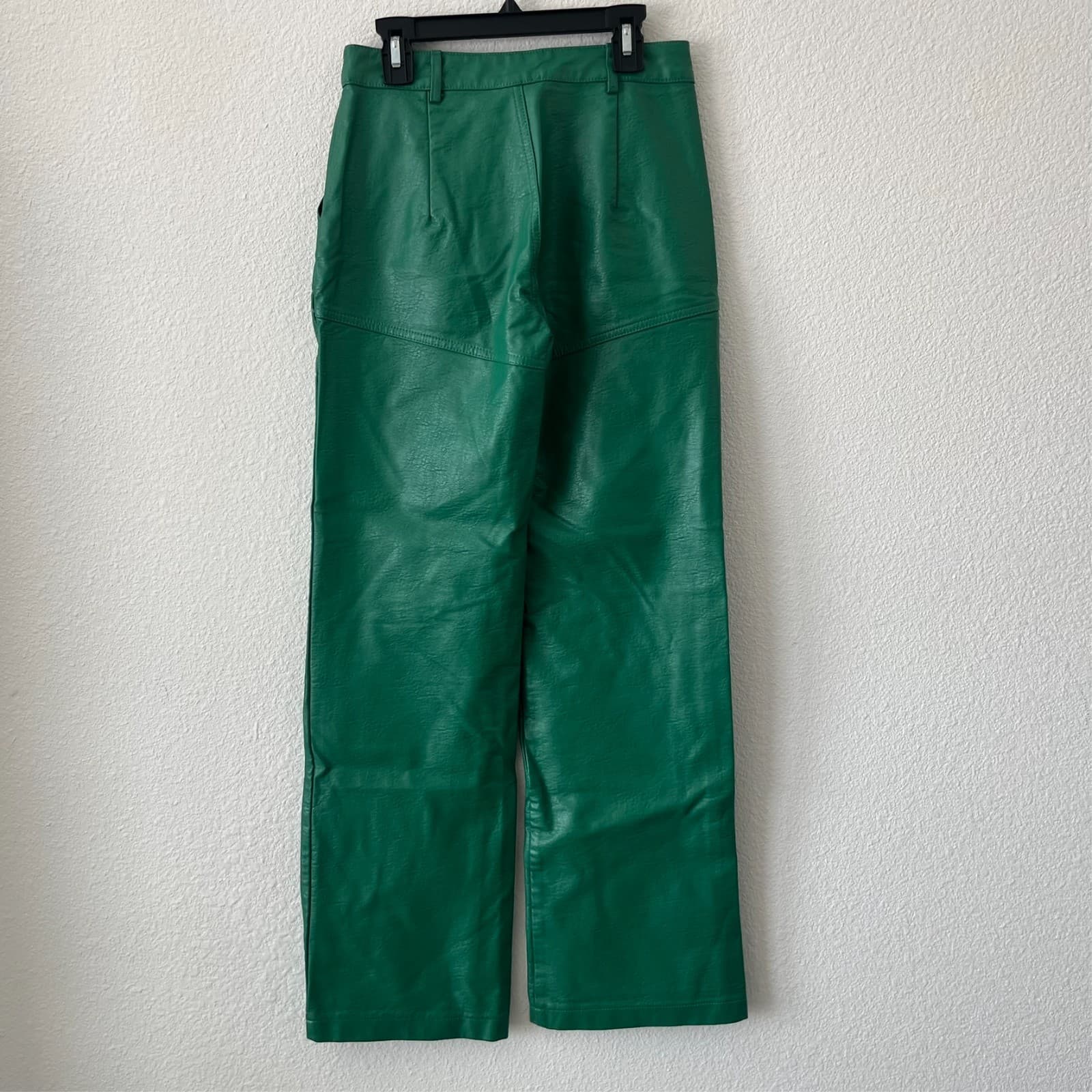 Princess Polly Ashlea Green Pants Womens Size 2 PU Vegan Leather Flare Bareback - Thumbnail 2