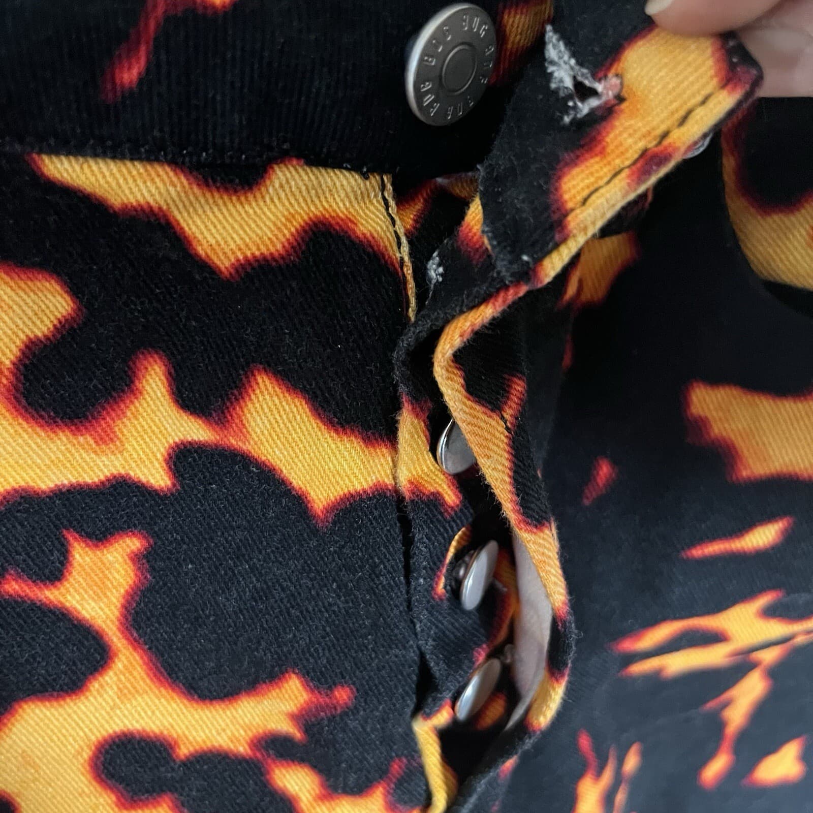 BDG Urban Outfitters Women’s Jeans Slim Straight Flame Lava Fire Print Size 26 - Thumbnail 3